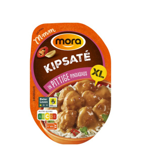 In verpakking Kipsaté in pittige pindasaus