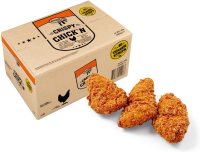 Uit verpakking Crispy Chick'n Strips 30 gr.
