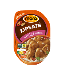 In verpakking Kipsaté in pittige pindasaus