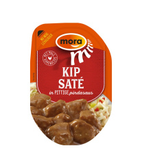In verpakking Kipsaté in pittige pindasaus